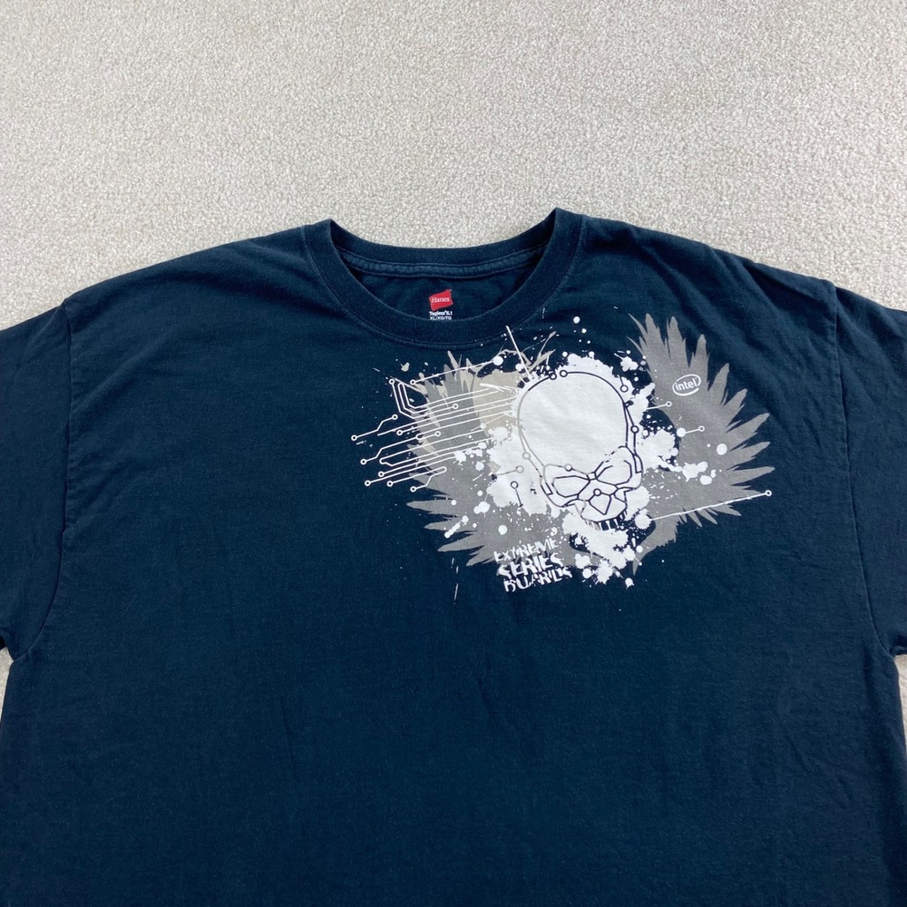 Vtg Intel Extreme Series Boards T-Shirt Mens XL Skull Graphic Tee Tech Promo